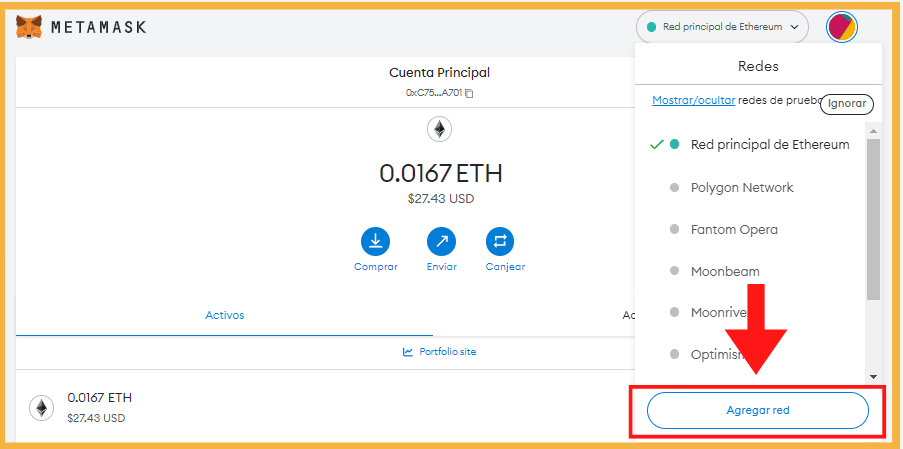 Agregar red a Metamask
